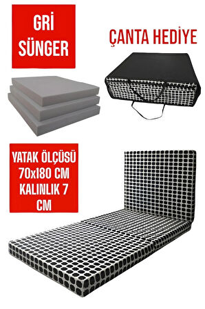 Katlanır Yer Yatağı-misafir Yatağı-kamp Yatağı-minder Yatak(70X180CM KALINLIK 7CM)-akustik Siyah