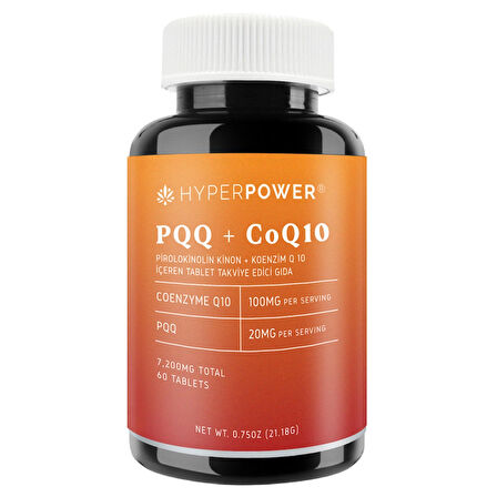 Hyperpower PQQ Pyrroloquinoline Quinone (20MG)+Coenzim Q10 (100MG) 60 Tablet (Made In Usa)