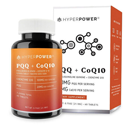 Hyperpower PQQ Pyrroloquinoline Quinone (20MG)+Coenzim Q10 (100MG) 60 Tablet (Made In Usa)