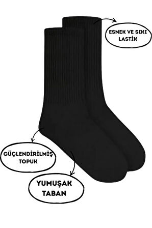 6'lı Siyah Tenis Düz Çorap