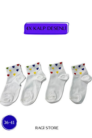 4'lü Kalp Desenli Kadın Patik