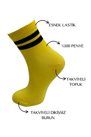 6'lı Unısex Burun Dikişsiz Yıkamalı Orta Konç Kolej