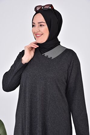 Kadın Büyük Beden Ay Yaka Anne Elbise Uzun Tesettür