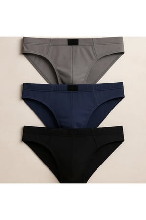Erkek %100 Pamuklu Lacivert-Füme-Siyah 3'li Slip Külot Q2İ3K2L6KK