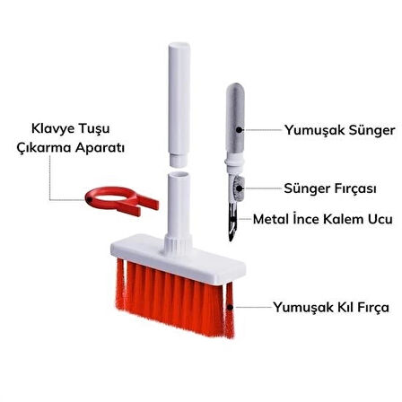 İpek Yıldızı® Çok Amaçlı Kırmızı Hassas Fırça Başlıklı Bilgisayar Laptop Temizleme Fırçası