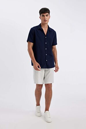 DeFacto Relax Fit Keten Karışımlı Bermuda Şort C1125AX24SMGR368