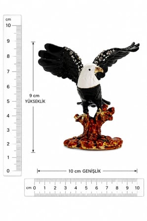 Kristal Taş İşlemeli Kartal Biblo 9 cm – Dekoratif Metal Kartal Heykeli | Kırmızı, Siyah, Gümüş Renk Seçenekleri