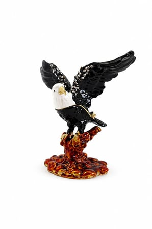 Kristal Taş İşlemeli Kartal Biblo 9 cm – Dekoratif Metal Kartal Heykeli | Kırmızı, Siyah, Gümüş Renk Seçenekleri