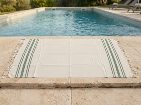 LUDIA Doğal Bambu Dokuma Hafif ve Çok Amaçlı  Yeşil Peştemal Havlu 170 x 97 cm