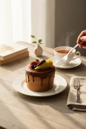 Yapay Çikolatalı Pasta Yumuşak Dokulu Yuvarlak Şeklinde Mini Pasta