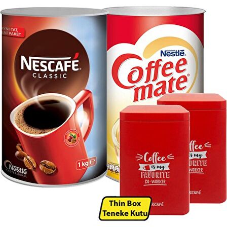 Nescafe Classic Kahve 1 kg + Nestle Coffee Mate 2 kg + Metal Saklama Kutusu 2 Adet