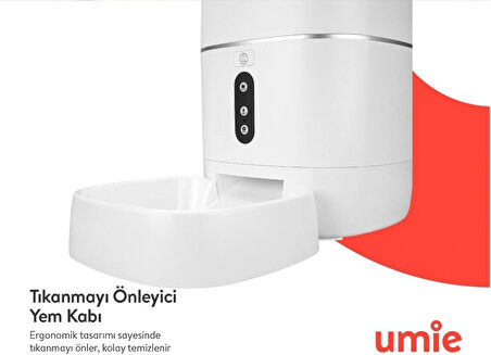 Umie Akıllı Otomatik Mama Kabı Feed Me Sesli Mesaj Otomatik Yem Kabı Wifi+Bt Tuya Destekli Kedi Köpek Besleyici