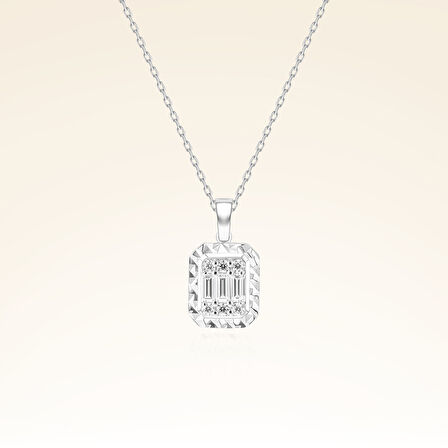 0,20 Karat Efektli Baget Pırlanta kolye 