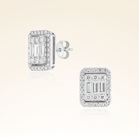 1,33 Karat Pırlanta Baget Küpe 