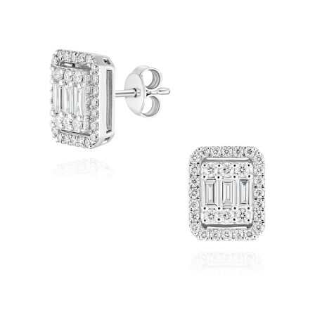 0,93 Karat Pırlanta Baget Küpe 