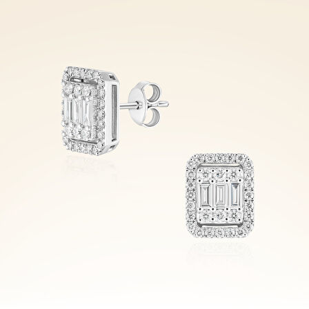 0,93 Karat Pırlanta Baget Küpe 