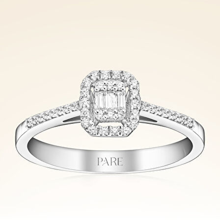 0,25 Karat Kolu Taşlı Baget Pırlanta Yüzük 