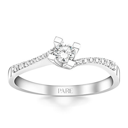 0,23 Karat Kolu Taşlı Tektaş Pırlanta Yüzük 