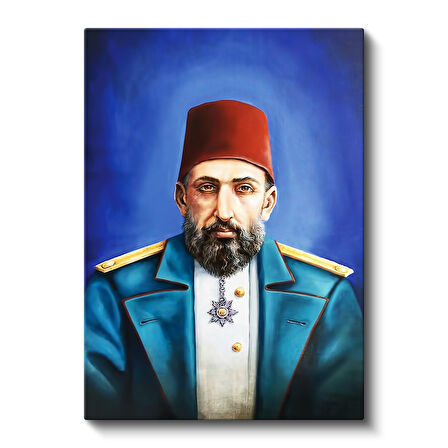 Osmanlı Padişahları Mavi Fon Portre Kanvas Tablo
