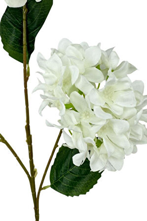 Yapay Çiçek Ortanca 3 Toplu Beyaz Tek Dal Tomurcuklu 75*25cm Kumaş Çiçek Uzun Dal