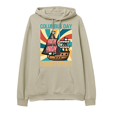 Christopher  Baskılı Krem Hoodie