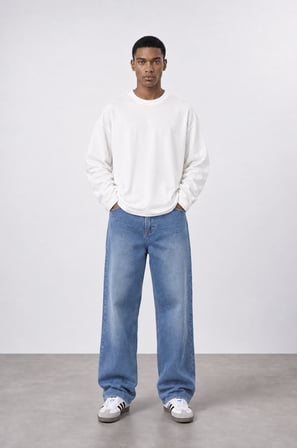 Erkek Baggy Jean Açık Mavi