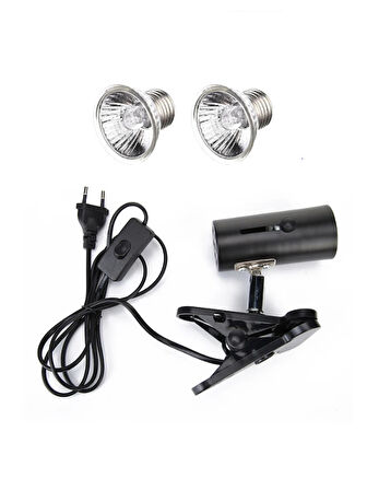 KORHAN TEKNİK Mandallı Lamba Tutacağı Dimmer Özellikli 2 Adet 25 W Uva/uvb Lamba Dahil