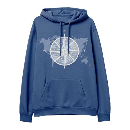 Compass Map Hoodie-Royal Mavi