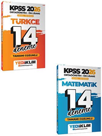 Yediiklim 2026 KPSS Ortaöğretim Ön Lisans GY Türkçe Matematik Tamamı Çözümlü 14 Deneme Seti