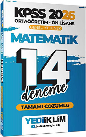 Yediiklim 2026 KPSS Ortaöğretim Ön Lisans GY Türkçe Matematik Tamamı Çözümlü 14 Deneme Seti