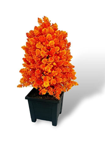 3lü Set Yapay Çiçek Bonsai Ağacı Kozalak Model Dekoratif Yapay Ağaç Bonzai 30*15 CM Siyah Kare Saksıda