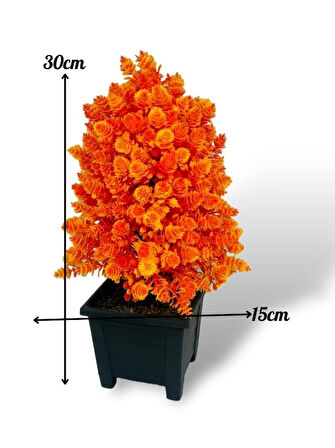 3lü Set Yapay Çiçek Bonsai Ağacı Kozalak Model Dekoratif Yapay Ağaç Bonzai 30*15 CM Siyah Kare Saksıda