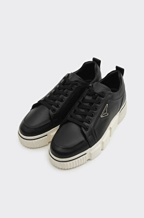 Yüksek Taban Bağcıklı Hakiki Deri Erkek Sneaker