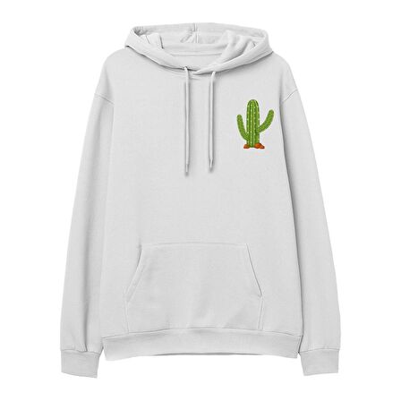 Kaktüs Hoodie-Beyaz