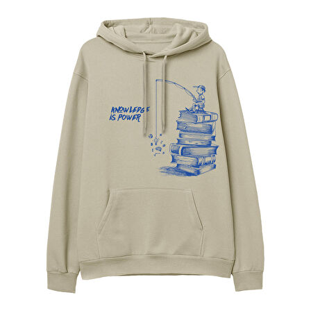 Knowledge  Baskılı Krem Hoodie