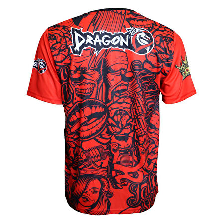 DragonDo TX8598 Muaythai Tişört Dijital Baskılı Muay Thai Tişört Kırmızı
