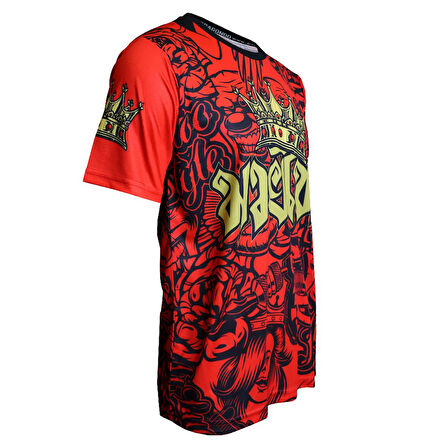 DragonDo TX8598 Muaythai Tişört Dijital Baskılı Muay Thai Tişört Kırmızı