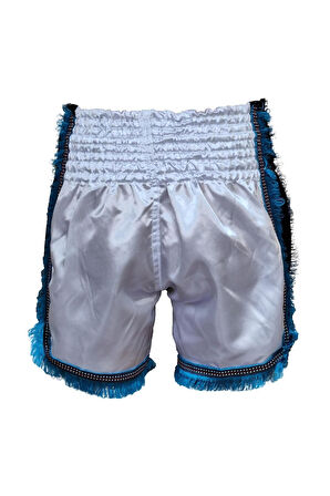 DragonDo MT3020 Apache Muaythai Şort Beyaz Püsküllü Muay Thai Şortu