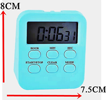 Gmn-1288 Kronometreli Ders Çalışma Saati 24 Saat Geri Sayım Cihazı Alarmlı Çalar Saat Mıknatıslı Turkuaz RENK