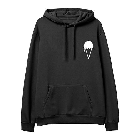 Object  Baskılı Siyah Hoodie