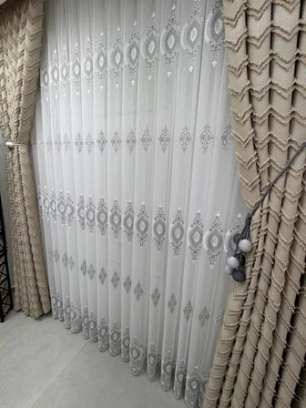NİVEMESHOME  SERAP GÜMÜŞ  1/3 PİLELİ  BAMBU TÜL PERDE