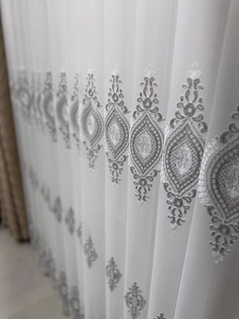 NİVEMESHOME  SERAP GÜMÜŞ  1/3 PİLELİ  BAMBU TÜL PERDE