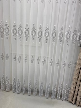 NİVEMESHOME  SERAP GÜMÜŞ  1/3 PİLELİ  BAMBU TÜL PERDE