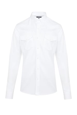 Beyaz Modern Fit %100 Pamuk Casual Gömlek | L