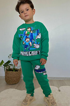 Mine Craft Baskılı Alt Üst Erkek Çocuk 2li Takım