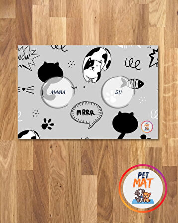 Petmat Kedi Mama Paspası , Kaymaz Taban , Yıkanabilir , Evcil Hayvan Paspası 026-G