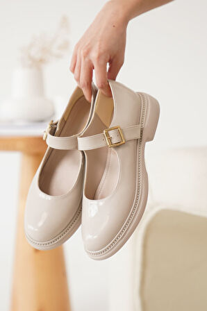 Anairb Bej Rugan Toka Detaylı Mary Jane Ayakkabı