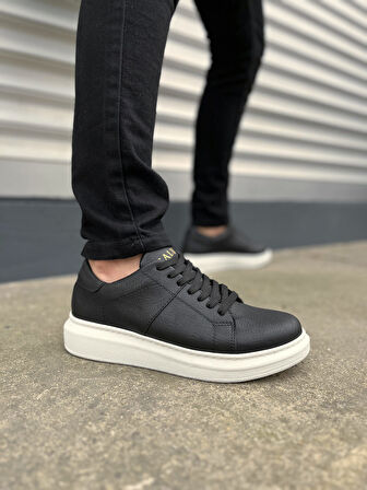 Boost Bağcıklı Deri Erkek Günlük Sneaker Ayakkabı - Siyah Beyaz