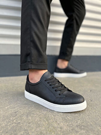 Elite Bağcıklı Cilt Erkek Günlük Sneaker Ayakkabı CBT - Siyah