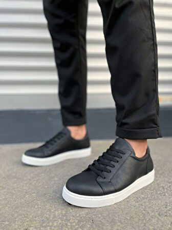 Elite Bağcıklı Cilt Erkek Günlük Sneaker Ayakkabı CBT - Siyah